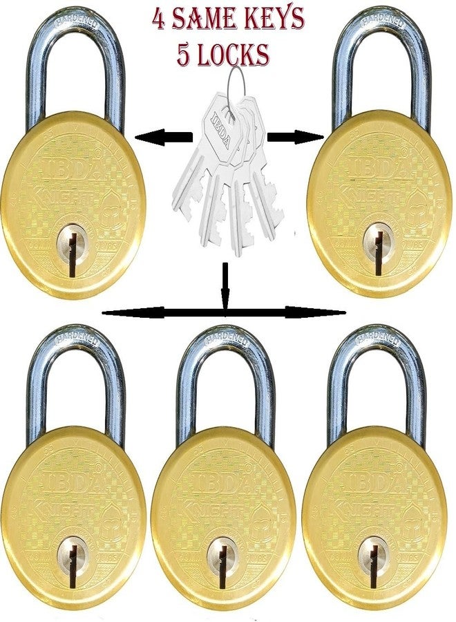 IBDA 5 Locks with Same Key | Multiple Locks with Single Key | Common Key Lock | Steel Body | Lock for Home, Shutter, gate, Door, Shop, Outdoor | Same Key Lock Set of 5 with 4 Keys (KNT-BRS-4CK-05) - Image 2